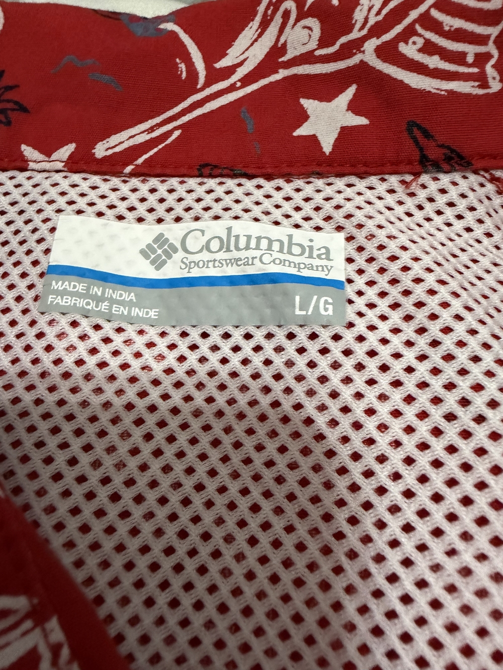 Columbia PFG Bahama Shirt Men's Large Red Patriotic Fishing Button Up Fish USA - Picture 4 of 5
